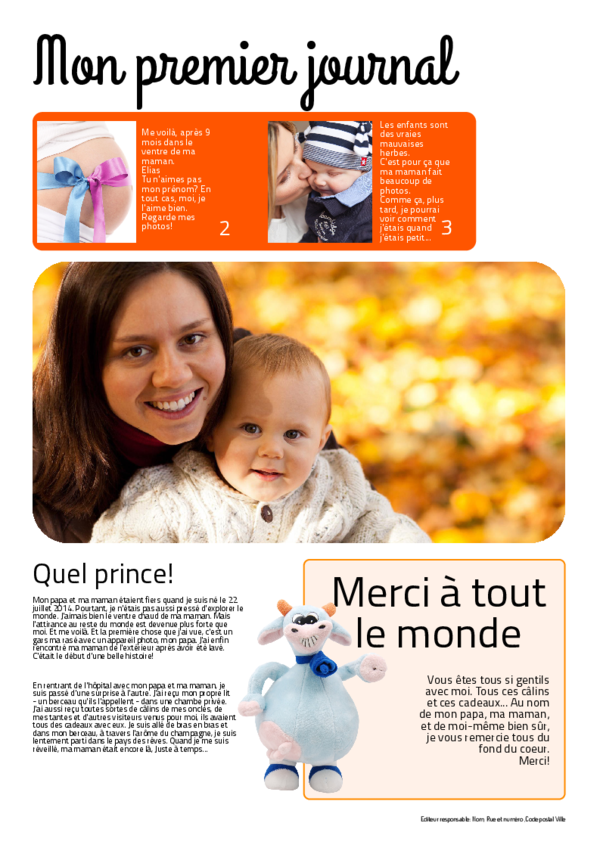 Créez votre propre journal modèle journal de naissance | Happiedays